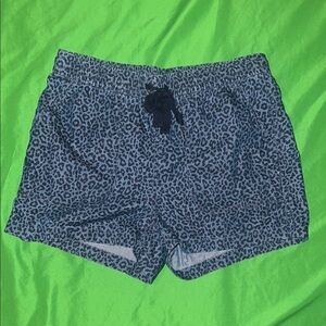 100% Cotton J. Crew Blue Chambray Animal Print Shorts w. Elastic Waistband sz XS